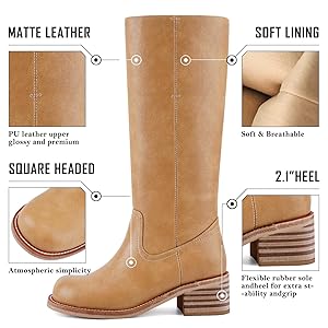 Amazon.com | VBDB Mid Calf Boots for Women Square Toe Chunky
